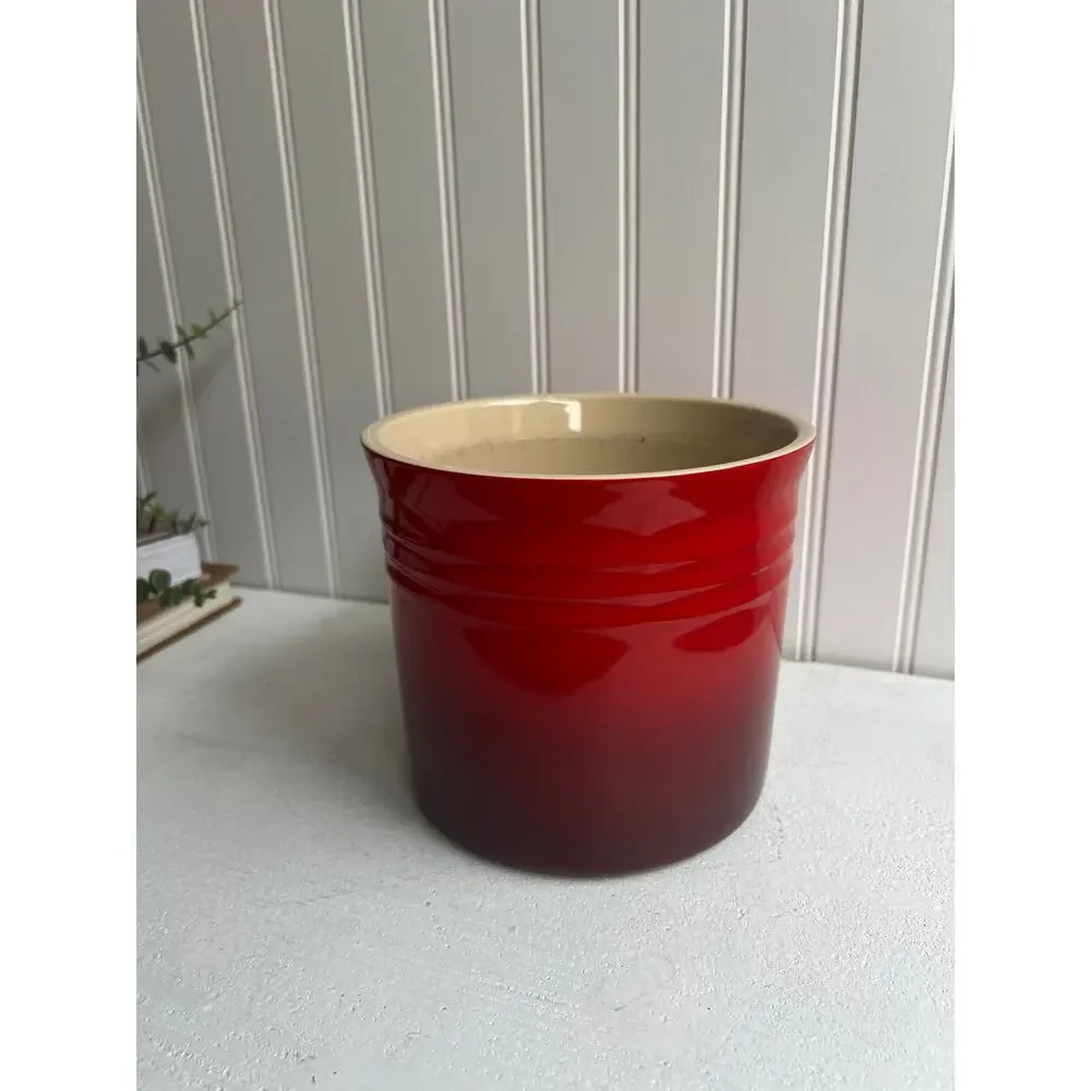 Le Creuset Stoneware Crock Utensil Holder Ombre Red | Kitchen Counter Decor